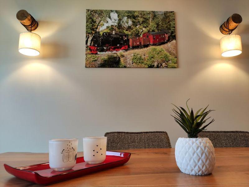 Ferienhaus Blaue Blume Mit 11 Kw Ladestation, Kamin, Terrasse, Eingezaeuntem Garten, Sauna, Wlan, Netflix, 2 Hunde Willkommen! Güntersberge Exterior foto